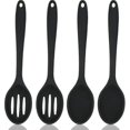 thumbnail image 1 of Juego de 4 cucharas de silicona antiadherentes para mezclar y ranuradas DHRS, cuchara grande de silicona para servir, ranurada, resistente al calor, compatible con el kit., 1 of 4
