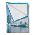 thumbnail image 2 of Ice Berg Soft Flannel Fleece Blanket, Arctic Environment Floating Glacier Oceanic Outdoor Scene Winter Season, Cozy Plush for Indoor and Outdoor Use, 70" x 90", Azure Blue Multicolor, by Ambesonne, 2 of 5