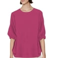 thumbnail image 2 of Women's Long Sleeve T-shirt 3/4 Sleeve Linen Shirts For Women 2025 Cotton Summer Retro Embroidered Boho Tops Casual Trendy Vacation Blouse,Red Women's Long sleeve T-shirt L, 2 of 4