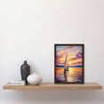 thumbnail image 2 of Sunset Sailing Vibrant Oil Painting Orange Purple Blue Bathroom Artwork Sail Boat Seascape Artwork Framed Wall Art Print A4, 2 of 5