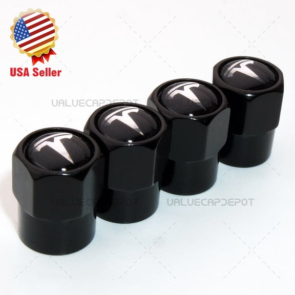 Hex Shape For Tesla Logo Emblem Car Wheel Tire Air Valve Cap Stem Dust Cover