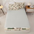 thumbnail image 4 of Castle Fairy Vintage Steam Train Zipper Twin Comforter Sets with Fitted Sheet and 2 Pillowcases,Cloudy Railroad Print Zipper Bedding Set for Bedroom,Beige Red Green,4-Piece,Grey Reversible, 4 of 6