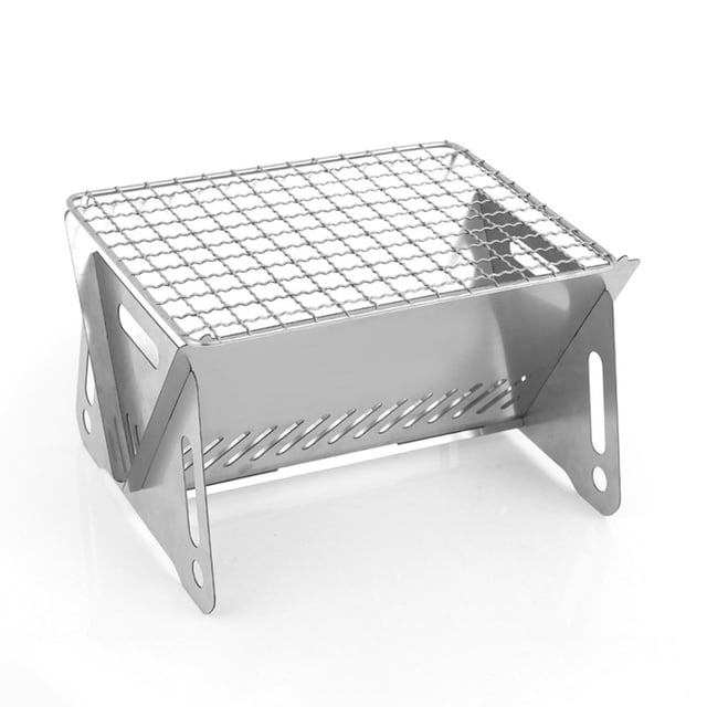 Foldable Camping Grill, Multipurpose Removable Durable Stainless Steel High Temperature Folding Tabletop Grills for Hiking for Outdoor Cooking