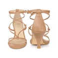 thumbnail image 5 of BLISSFUL STEP Strappy Knot Ankle Strap Kitten Heels Sandals for Women Nude 6, 5 of 6