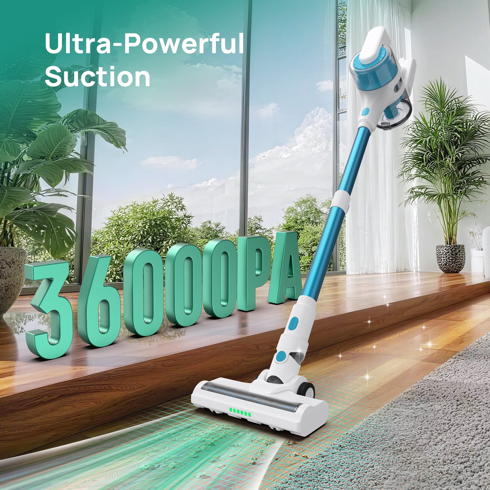 MOOSOO Cordless Stick Vacuum Cleaner, Lightweight Vacuum Cleaner for Wood Floor Pet Hair