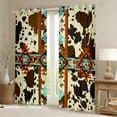thumbnail image 2 of Cowhide Blackout Curtains Western Curtains,Brown Highland Cow Print Curtains & Drapes Exotic Aztec Diamond Farm Animals Bull Cattle Skin Room Decor Cowboys Gifts for Women, 2 of 6