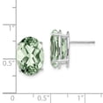 thumbnail image 2 of 14k White Gold Polished Post Oval 4-prong 14 X 10mm Green Amethyst Earrings 15x10mm Wide Stud Earring for Women, 2 of 2