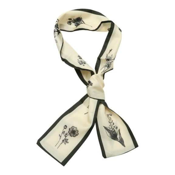 Unique Bargains 1 Pc Headband Flower Long Ribbon Hairband for Women Black Beige