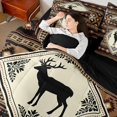 thumbnail image 4 of Manfei Classic Deer Grid 7-Piece Twin Bedding,Brown Check Pine Bedding Comforter Set,Black Reversible, 4 of 7