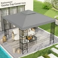 thumbnail image 2 of Outsunny 10' x 10' Square 2-Tier Gazebo Canopy Replacement Top Cover Outdoor Garden Sun Shade, Light Grey, 2 of 10