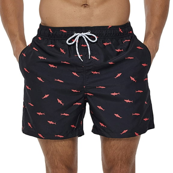 Leesechin Mens Shorts Athletic Print Breathable Lace Waterproof Quarter Pants Beach Shorts Sports Casual Pants Clearance Watermelon Red L