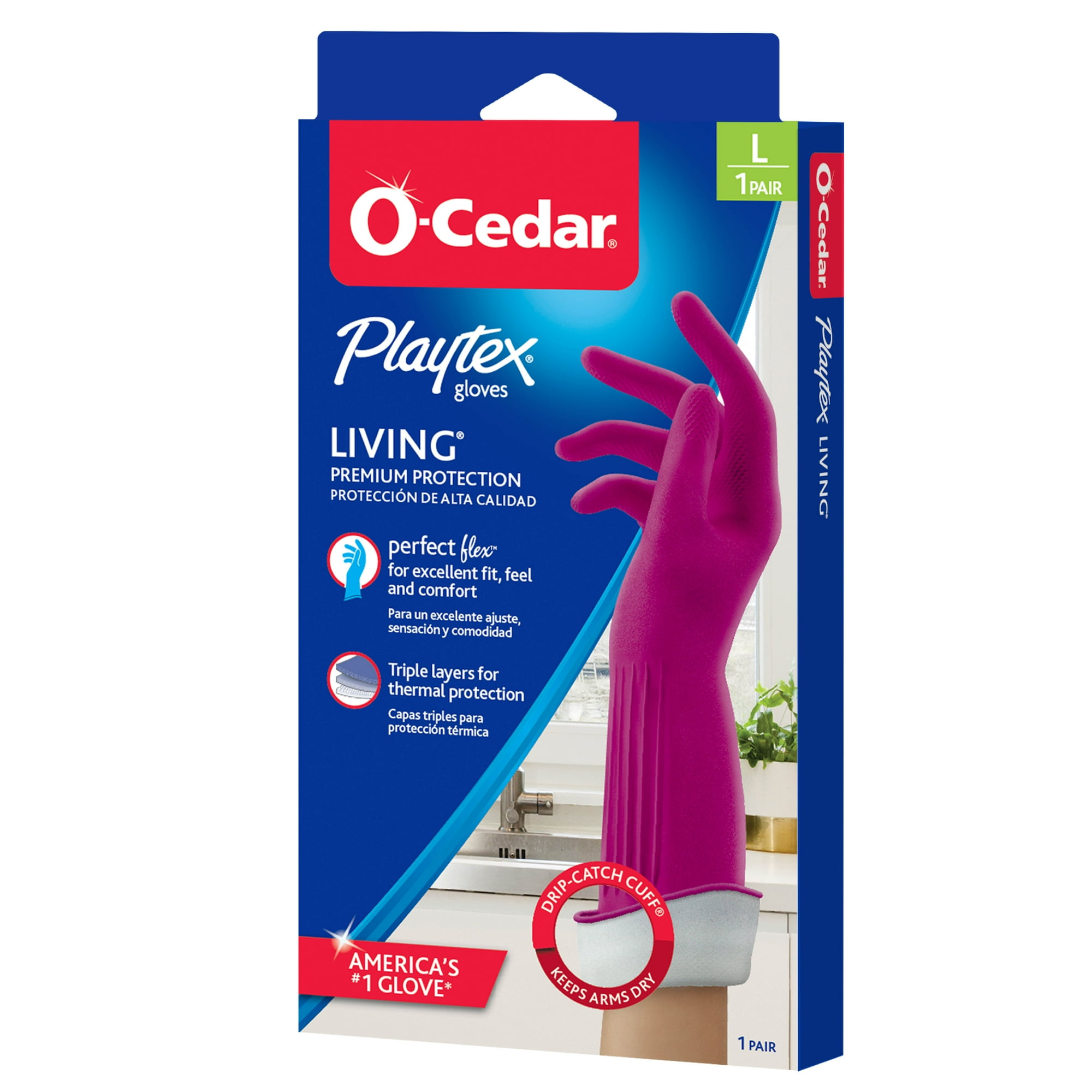 O-Cedar Playtex® Living Gloves, Reusable Cleaning Gloves, Large, 1 Pair