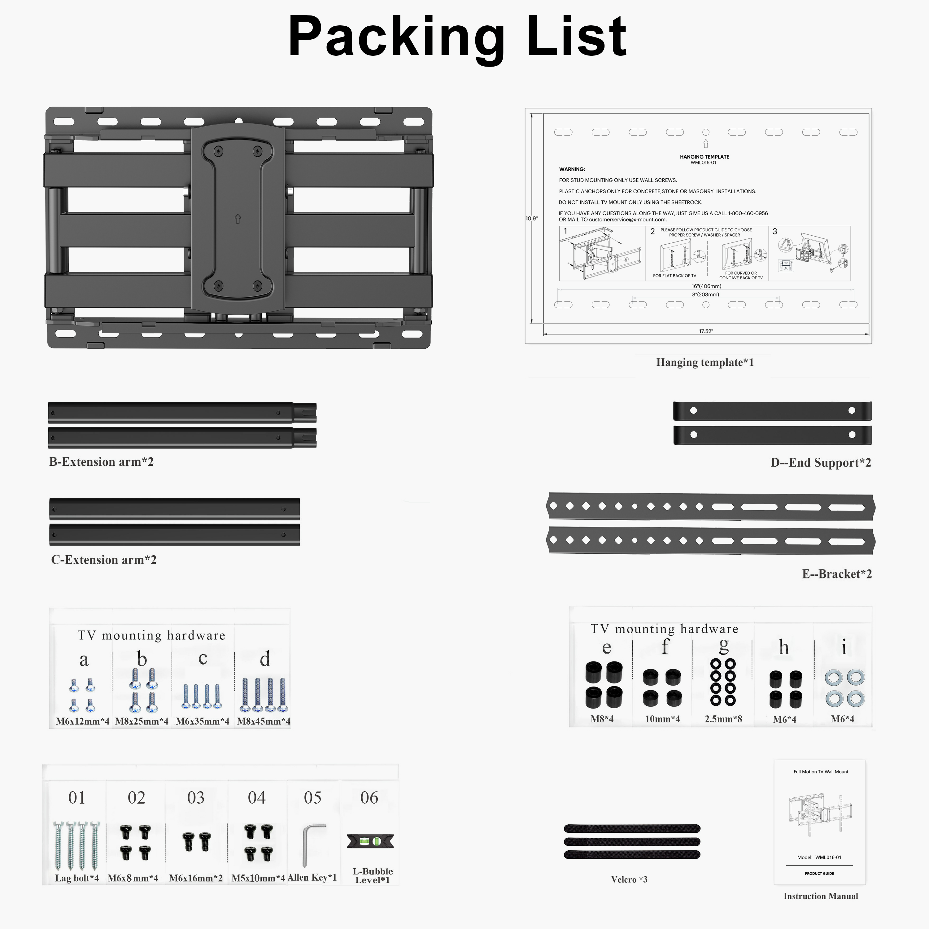 USX Mount Full Motion TV Wall Mount, 47-92 inch, Up to 132lbs photo 2