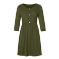 thumbnail image 3 of JUNWELL Robes de Femmes sous 10.00 Femmes de la Mode Robes d'Été Solide Casual V-Cou Bouton Poches Vacances Plage Mini Robe, 3 of 4