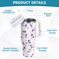 thumbnail image 4 of 40 oz Tumbler With Handle Stainless Steel Insulated Tumbler With Lid for Car Cup Holder Purple Wildflower Pattern, 4 of 9