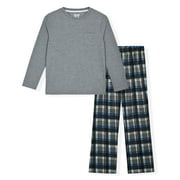 Sleep On It Boys 2-Piece Thermal & Minky Fleece Plaid Pajama Sets - Gray , 12-14