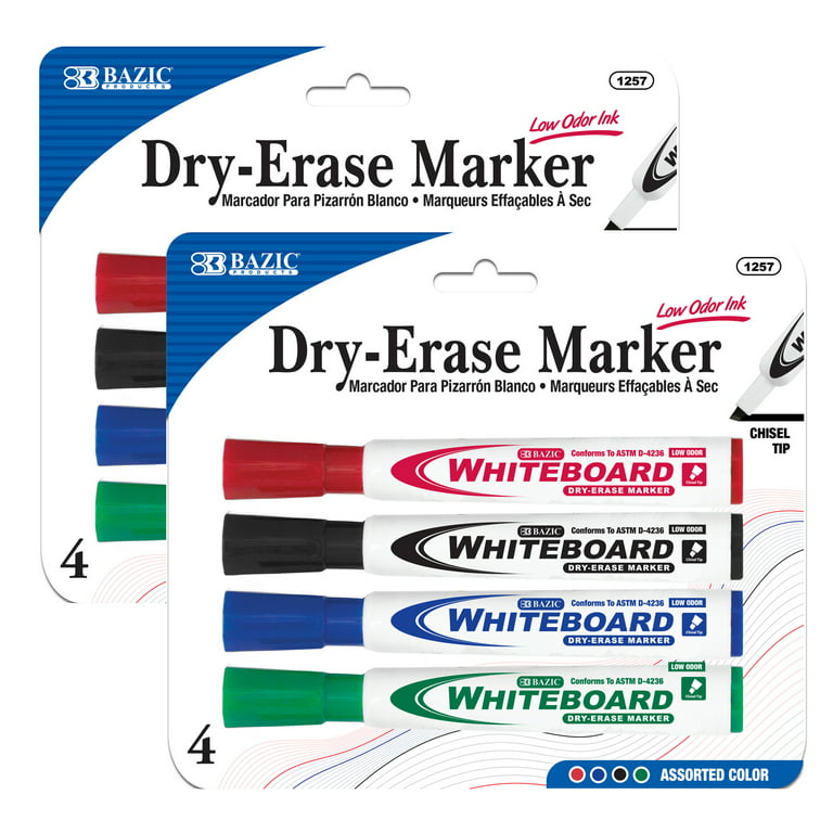 Dry Erase Whiteboard Markers - Assorted Pack Of 4