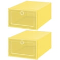 thumbnail image 2 of Cheers.US 2Pcs Shoe Box Family Kit, Shoe Boxes, Stackable Shoe Storage Organizers, Shoe Storage Box Rack Clear Drawer, Foldable and Versatile for Sneakers, Fit up to All Size, 2 of 7