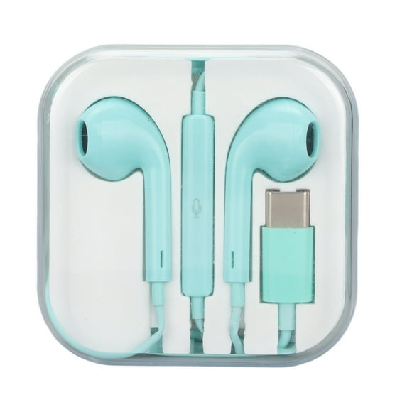ZOUSSIQI USB C Headphones Multifunction HiFi Stereo Microphone and Volume Control Wired Earbuds for Type C Interface Device Blue Green EL225#61141