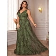 thumbnail image 3 of Plus Size Formal Dresses for Women with Embroidery Sequin and V-Neck, A-Line Maxi Dress for Wedding and Cocktail, 3 of 6