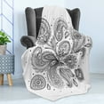thumbnail image 4 of Ethnic Soft Flannel Fleece Blanket, Eastern Inspired Various Ornamental Patterns Circles Lines Monochrome Image Print, Cozy Plush for Indoor and Outdoor Use, 50" x 60", White Black, by Ambesonne, 4 of 5