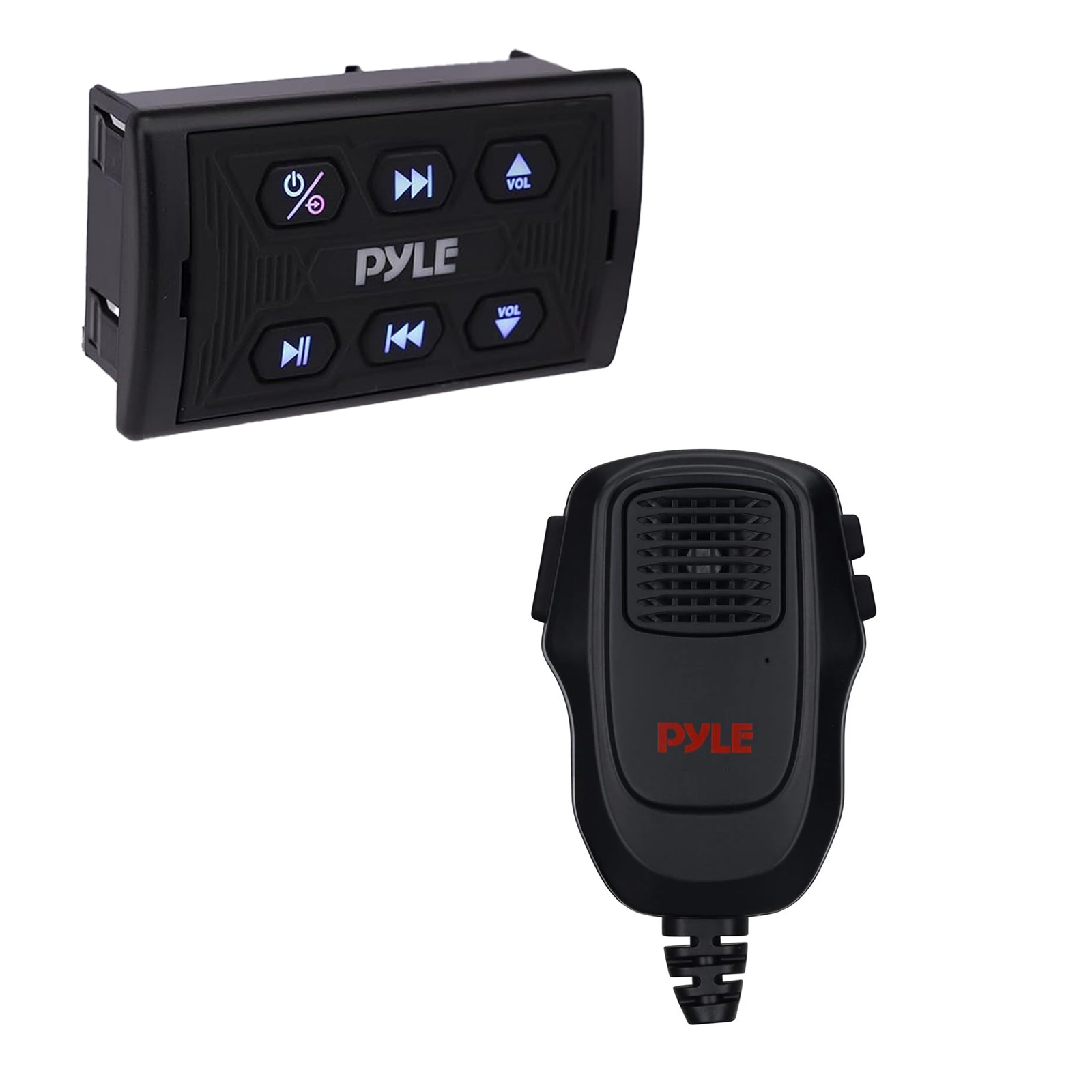 Pyle PLMRSQMIC Marine Wireless Bluetooth Controller w/Handheld Mic, 2x ...