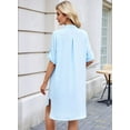 thumbnail image 4 of Womens Button Down Shirt Dress Oversized Casual Short Sleeve Collared V Neck Summer Mini Dresses XL, 4 of 6