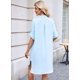 thumbnail image 4 of Vestido Camisero de Verano para Mujer, Informal, de Corta, con Botones y Cuello en V, Talla Grande Azul XL, 4 of 6