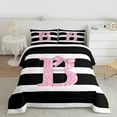 thumbnail image 2 of Feelyou Diamond Letter B King Size Comforter Sets, Giltter Monogrammed Bedding Comforter Set, Chic Abstract Stripes Reversible Bedding Set,Ultra Soft Home Decor,3 Pieces, 2 of 8
