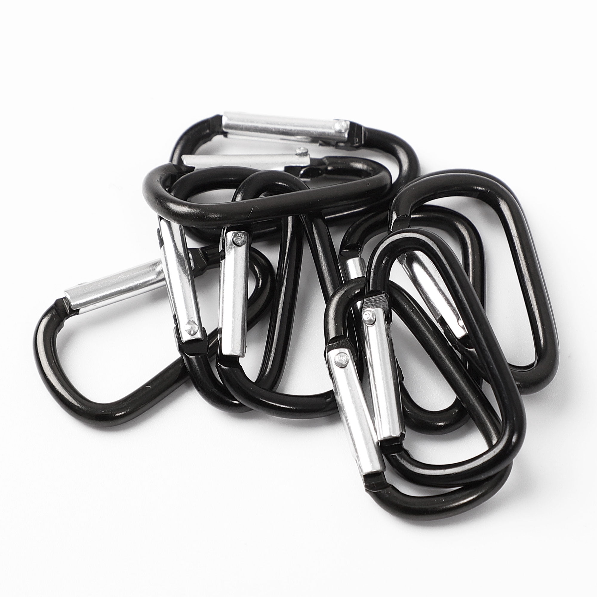 Unique Bargains 10PCS Carabiner Keychain Clip, Black Metal D Ring Snap Hooks for Hanging