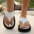thumbnail image 2 of jiaxiM White Flip Flops Women Platform Thong Sandals Flexible Slippers for Women Indoor Non- Wedges Sandals for Women Woven Sole Orthofeet Shoes for Women, 2 of 9