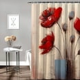 thumbnail image 2 of Fenyluxe Pretty Red Flowers Bathroom Shower Curtain Set with Hooks, Chic Modern Design, 100% Polyester Fabric, Various Sizes 69x72, 2 of 7