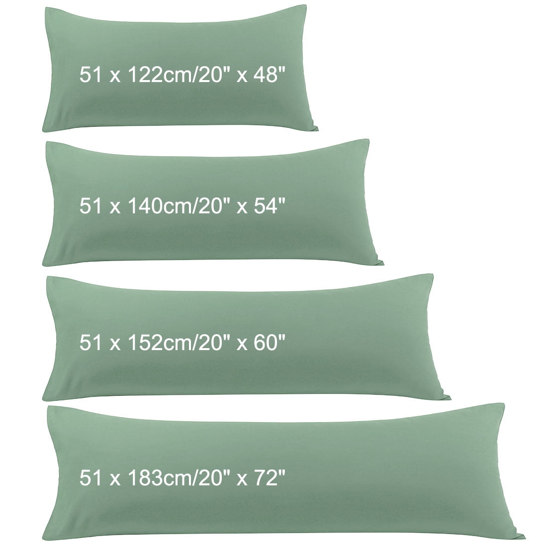 Unique Bargains 2 Packs Microfiber Solid Body Pillow Cover Spa Blue 20" x 54"
