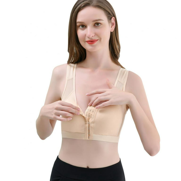 Xmarks Women's Full Figure Front Closure Wirefree Back Support Posture Bra  