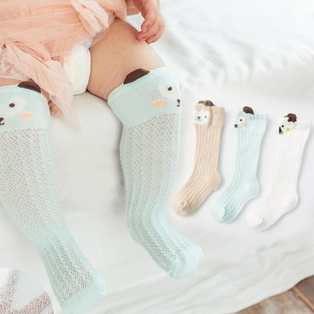

Taluosi 3 Pairs Infant Baby Girl Boy Cartoon Animal Knee Length Stockings Mesh Socks