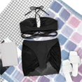 thumbnail image 4 of Sngxgn Women's High Waisted Bikini Twist Front Tie Back 2 Piece Swimsuits(Black,L), 4 of 5