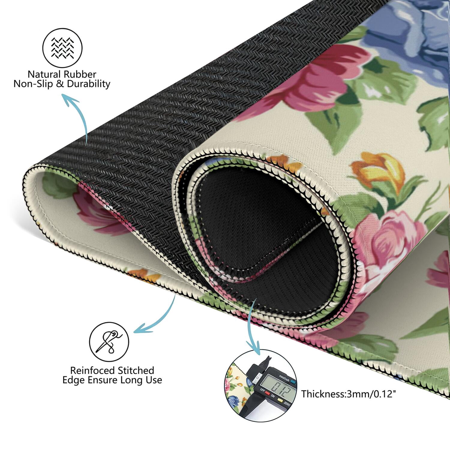 Floral Textured Rubber Mat 31.5x31.5 Inches for Mahjong Poker and Board Games Enhances Grip and Reduces Distracting Noise