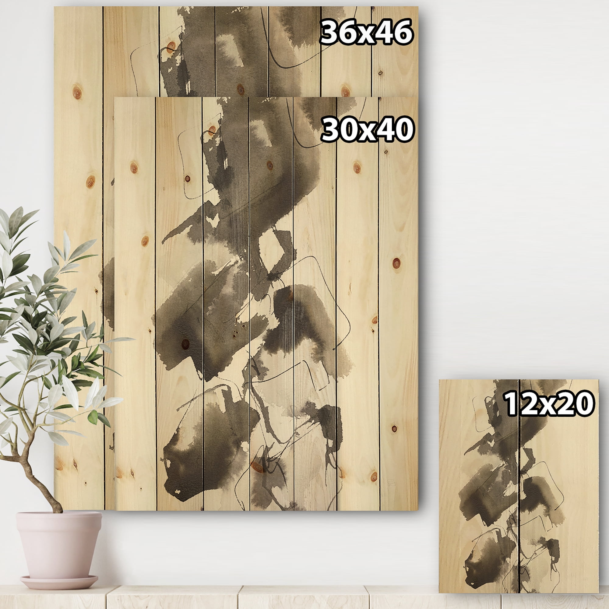 Designart 'Fractal Glam Square I' Modern & Contemporary Print on Natural Pine Wood