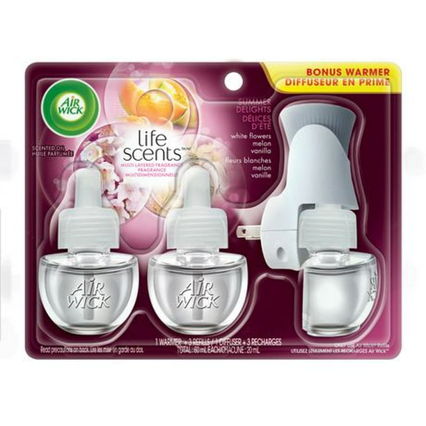 Désodorisant, Kit d'Huile Parfumée, Parfums de Vie: Délices d'Été, 1 Plug-in + 3 Recharges Violet 3