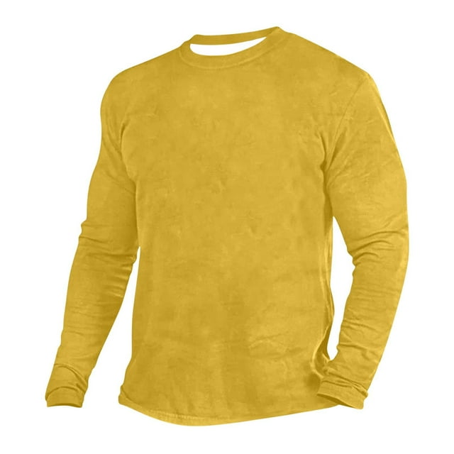 Cameland T-Shirts à Manches Longues pour Hommes T-shirt Ajusté à Col Rond Uni à Manches Longues Grande Taille pour Homme