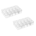 thumbnail image 1 of Oleegame 2PC Produce Storage Adjustable Divider Snack Box Serving Tray With Lid Reusable 15 Compartment Snack Tray For Kids School Picnic Road Trip Snack Boxes Clear, 1 of 9