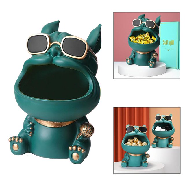 Figurillas de caja de almacenamiento de baratija moda gran boca perro estatua escritorio diveos contenedor organizador Colco estatuas estatuillas