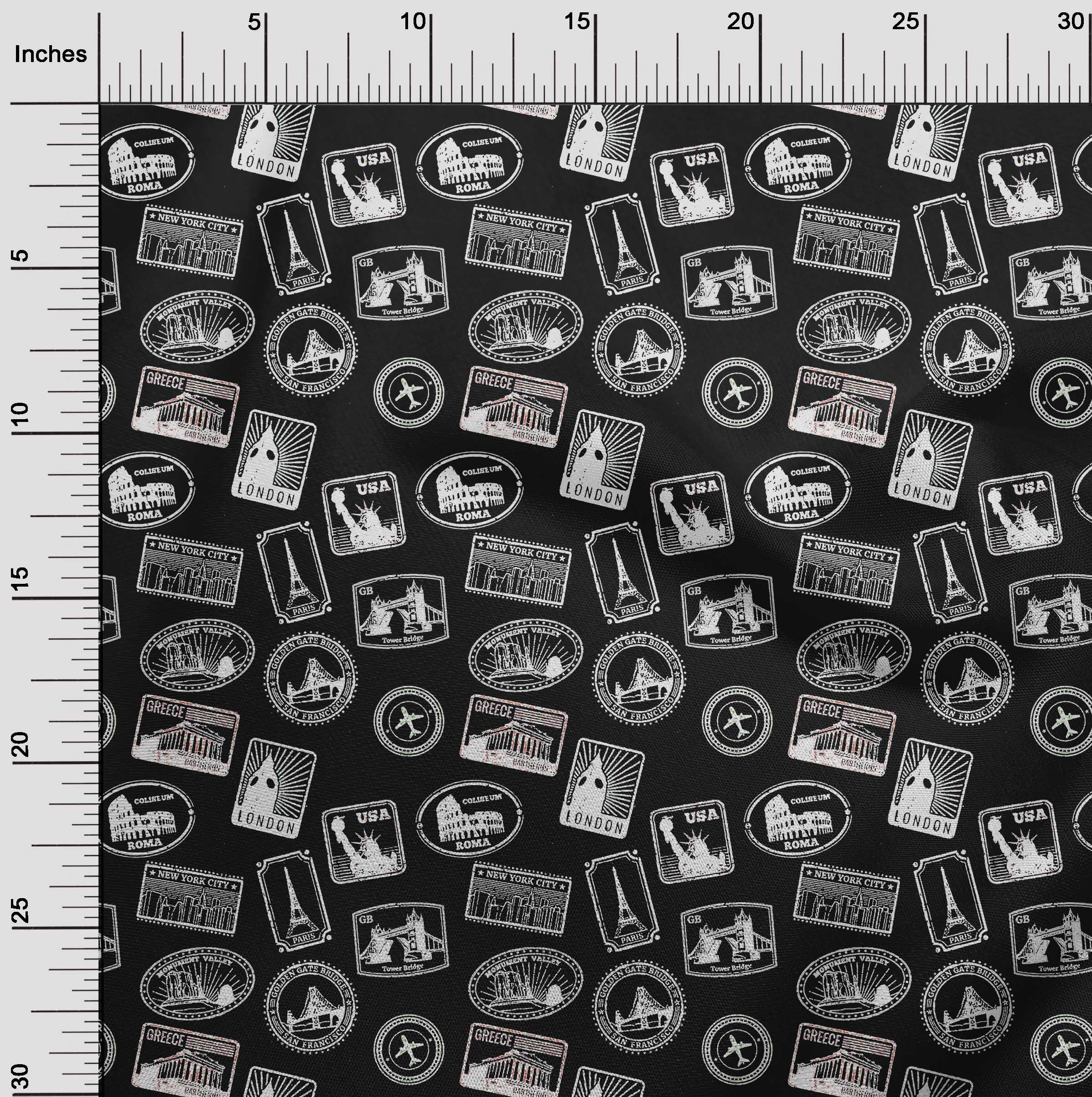 oneOone Rayon Black Fabric Travel Sewing Material Print Fabric By The Yard 56 Inch Wide