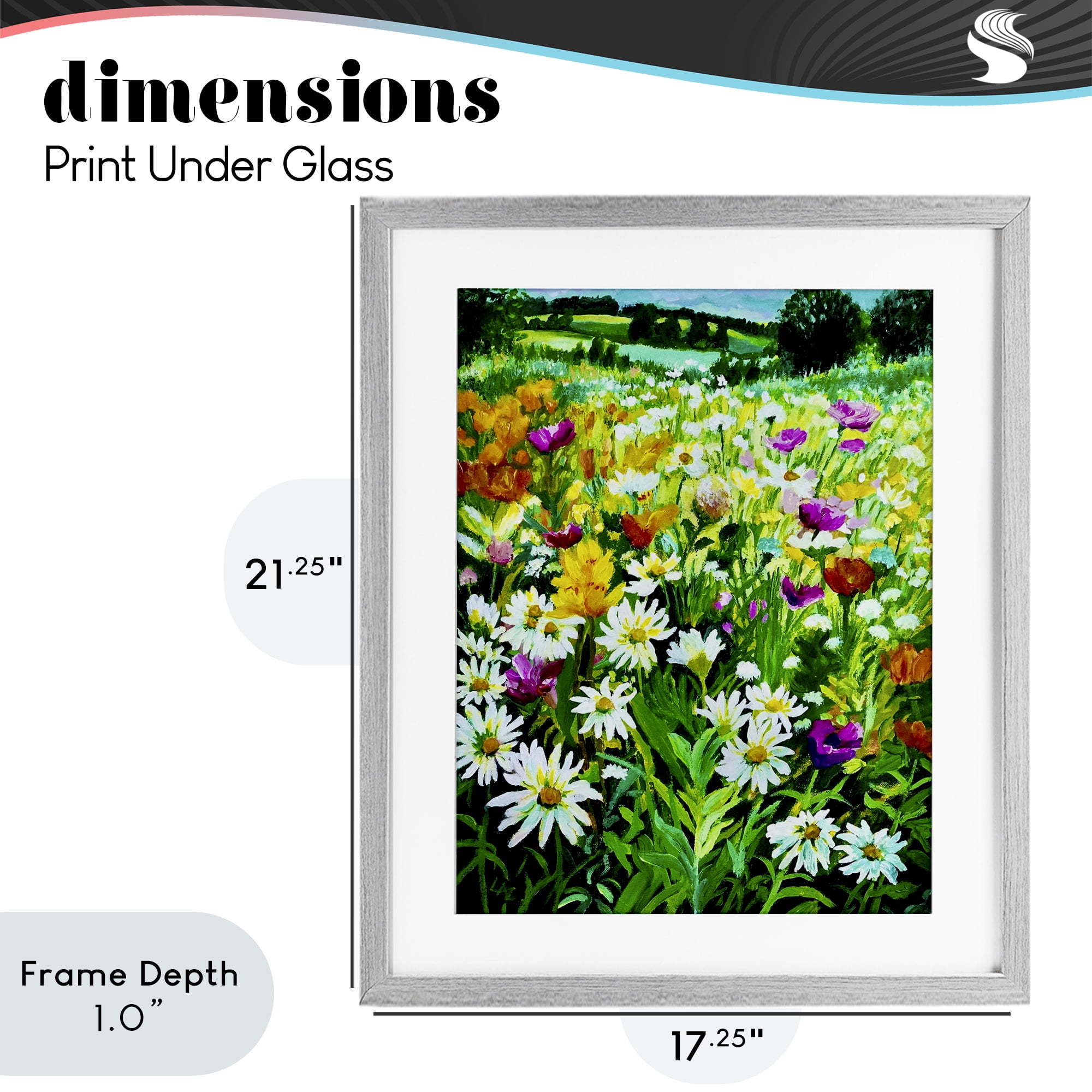 Stupell Industries Hillside Fusion Meadow Gray Framed Print Under Glass, design by Lee Ann Zirbes