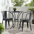 thumbnail image 1 of KOSSMAI Home Outdoor Patio 3-Piece Dining Set, One Round Dining Table and Two Dining Chairs for Garden, Black, 1 of 5