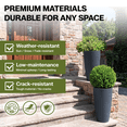 thumbnail image 2 of FIASON 2 Pack 21 Inch Dark Gray Sand Tall Planters, Indoor Outdoor Matte Textured Plant Pots with Removable Shelf & Drainage Holes, Faux Stone Flower Pots for Front Porch Patio Entryway, 2 of 7
