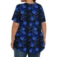 thumbnail image 6 of Tnhcen Plus Size Women's Summer Floral Print Loose Fit Ruffled Front T-Shirt | Stretchy Basic Tops (L-5XL) | Casual Daily Beach Wear, 6 of 8