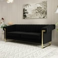 thumbnail image 6 of Black Velvet Loveseat Sofa Couch, 84" Luxury Large Sectional Sofa Couch with Gold Metal Legs for 3-4 Persons, Mid-Century Modern Sofa, Chesterfield Sofa Couch for Living Room Bedroom, 6 of 7