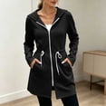 thumbnail image 6 of aohooy Cinch Waist Hoodie for Women Drawstring Full Zip Up Sweatshirts Jacket Fall Lightweight Long Sleeve Hooded Workout Jackets Black,S, 6 of 8