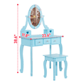 thumbnail image 3 of Hassch 23.6 Inch Vanity Desk with Lights and Mirror, Makeup Dressing Table with Stool and 5 Storage Drawers, Easy Assembly, Blue, 3 of 6
